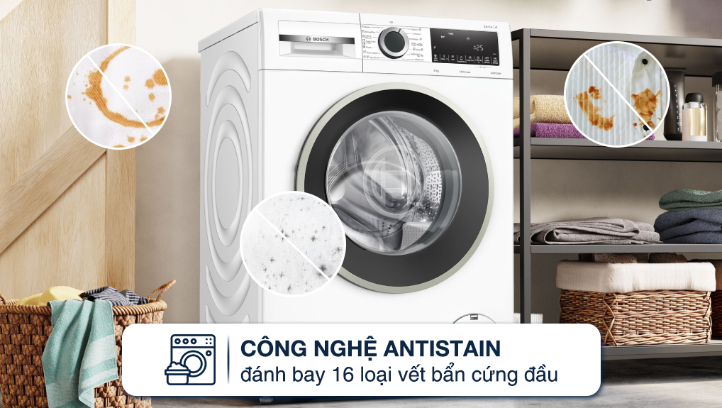 Máy giặt lồng ngang Bosch WGA14400SG 9 kg công nghệ antistain